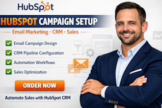 set up hubspot campaigns email marketing design crm pipeline configuration sales