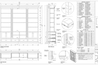 do joinery shop drawing for furniture woodworking plan with cutlist in sketchup