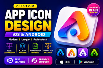 design modern and attractive custom app icon logo for ios android app store