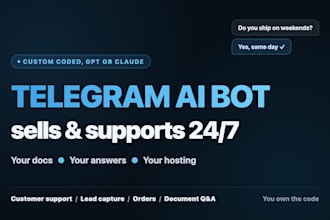 build a custom coded telegram ai bot with gpt or claude