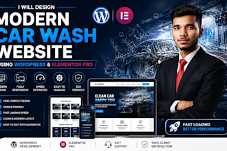 design modern car wash website using wordpress  elementor pro