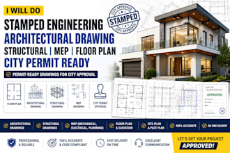 do stamped engineering architectural drawing, structural mep and city permit