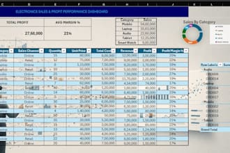 create a professional excel dashboard and data visualization