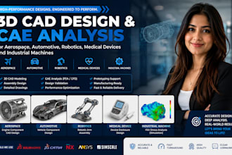 do 3d cad design, cea analysis for aerospace automotive, medical device product