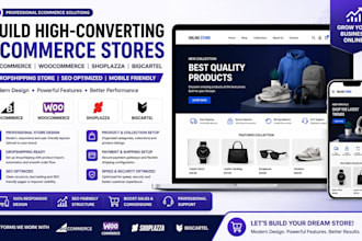 build bigcommerce seo woocommerce dropshipping store shoplazza bigcartel website