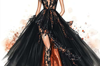 luxury bridal fashion illustrations and couture fashion
