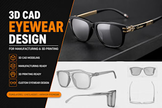 design eyewear 3d cad model for manufacturing, sunglasses and 3d printing
