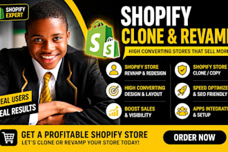design, redesign shopify store, clone, revamp, copy shopify  website