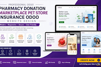 build pharmacy donation marketplace pet store insurance odoo website design