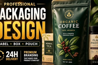 design premium product packaging design product label,box,bag,food,pouch design