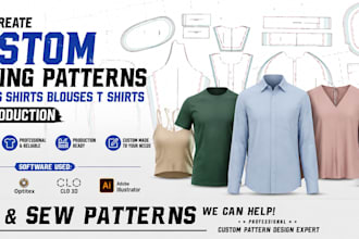 create custom sewing patterns for tops shirts blouses t shirts for production