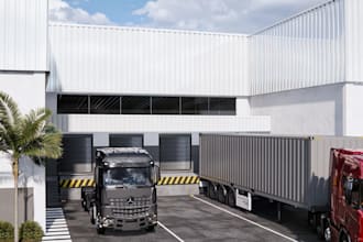 construct logistic industrial space,3d warehouse facility layout,parking render