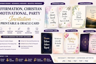 design affirmation christian motivational party invitation printable oracle card