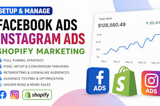 set up facebook ads and instagram ads, shopify  marketing