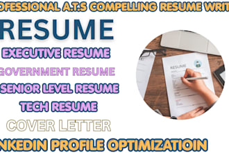 write executive resume, cv, linkedin profile and resume writing