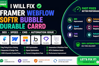 fix framer webflow softr bubble durable carrd seo speed cms automation issue