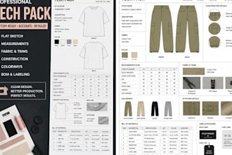 create tech packs and technical flats for fashion clothing