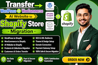 transfer wordpress or woocommerce ai website to shopify store migration