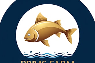 professional fish farming logo design for youtube channel