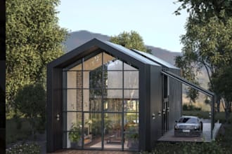 do 3d barndominium, farmhouse, tiny house, cabin, shouse and facade rendering