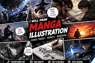 draw comic or manga pannel, manga character or nsfw comic