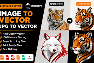 convert your raster images into scalable vector artwork or logo, vector tracing