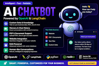 build ai chatbot using openai langchain and custom data