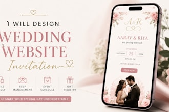 create a luxury wedding website invitation with rsvp and animations