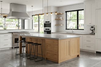 create shaker cabinet island kitchen archviz in prokitchen perspective view