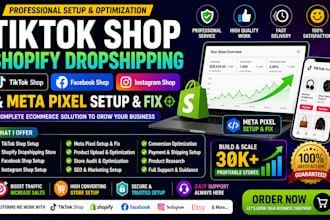 setup tiktok shop shopify dropshipping facebook shop instagram shop and fix meta