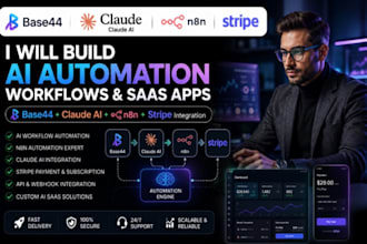 build base44 app claude ai workflow ai saas n8n automation stripe integration