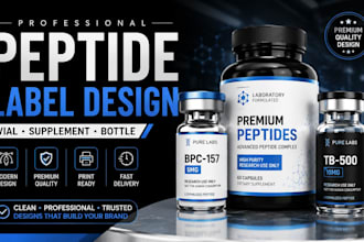 design professional peptide vial label and supplement bottle packaging design