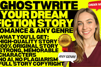 ghostwrite your dream fiction book ghostwriter, romance ghostwriter on any genre