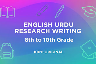 do research and content writing in english and urdu