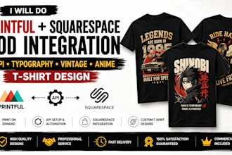 printful squarespace pod integration api typography vintage anime t shirt design