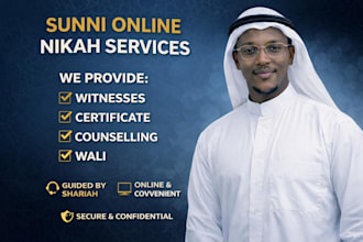 be your online nikah imam service wali, witnesses, provide official certificate