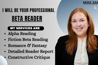 beta read romance, fantasy, or sci fi and provide critique sensitivity reading