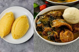 teach you how to cook eba and amala with egusi soup