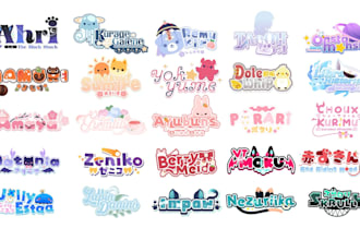 design custom vtuber logo, anime, jrpg, cute kawaii for streamer and vtuber
