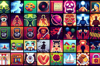 create pixel art game assets, items and icons