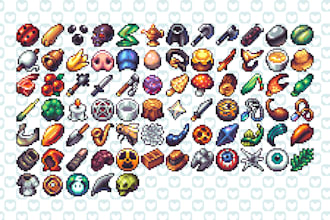 create 16x16, 24x24, and 32x32 pixel art game assets