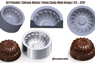 create 3d printable mold design for silicone casting, resin candy mold design