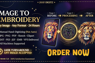 convert your image to embroidery file in dst, pes, jef and all formats
