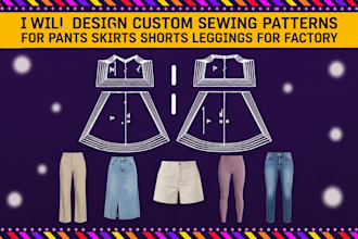 design custom sewing patterns for pants skirts shorts leggings for factory