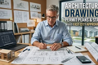 draw review stamp architectural drawing, floor plan, mep city permit, house plan