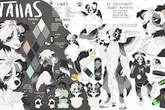 draw furry ref sheet, fursona reference sheet, anthro oc, sfw or nsfw