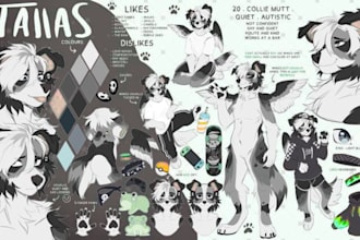 draw furry ref sheet, fursona reference sheet, anthro oc, sfw or nsfw