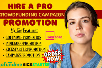 do crowdfunding promotion on indiegogo kickstater, promote gofundme fundraising