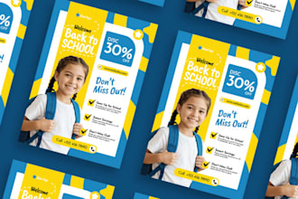 design same day academic educational flyer or brochure for schools and colleges