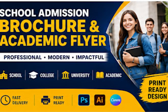 design academic admission flyer or brochure for universities and colleges
